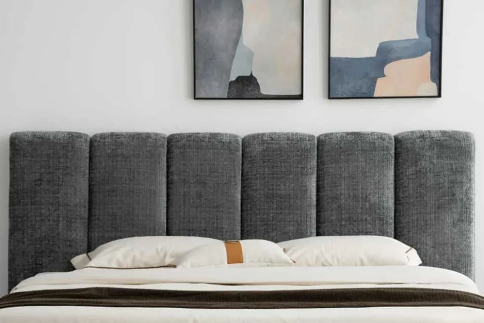 Design Boxbett ADLON 180x200cm grau Chenille mit Stauraum und Lattenrost