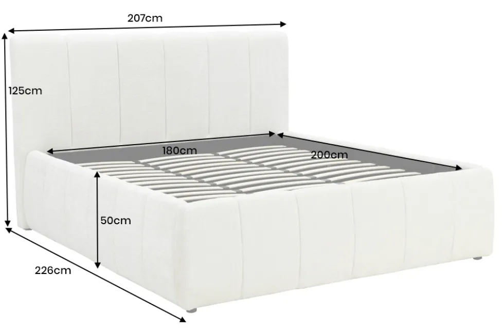 Design Boxbett ADLON 180x200cm grau Chenille mit Stauraum und Lattenrost