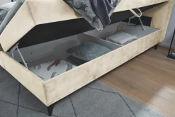 Design Boxbett DECADENCIA 180x200cm beige Samt mit Stauraum Matratze Topper