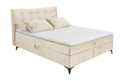 Design Boxbett DECADENCIA 180x200cm beige Samt mit Stauraum Matratze Topper