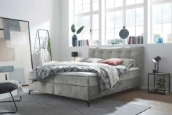 Design Boxbett DECADENCIA 180x200cm silbergrau Samt mit Stauraum Matratze Topper