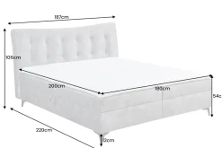 Design Boxbett DECADENCIA 180x200cm silbergrau Samt mit Stauraum Matratze Topper