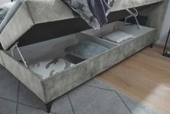 Design Boxbett DECADENCIA 180x200cm silbergrau Samt mit Stauraum Matratze Topper