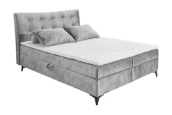 Design Boxbett DECADENCIA 180x200cm silbergrau Samt mit Stauraum Matratze Topper