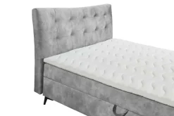 Design Boxbett DECADENCIA 180x200cm silbergrau Samt mit Stauraum Matratze Topper