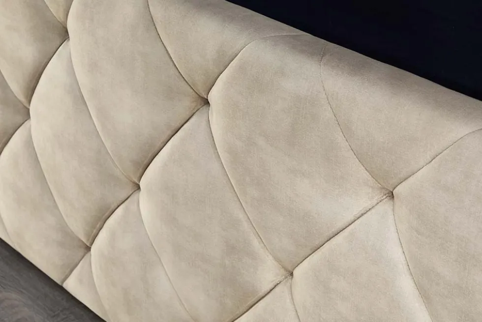 Design Boxbett ELYSIUM 160x200cm champagner beige Samt mit Stauraum und Lattenrost