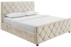 Design Boxbett ELYSIUM 160x200cm champagner beige Samt mit Stauraum und Lattenrost