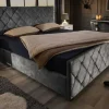 Design Boxbett ELYSIUM 180x200cm dunkelgrau Samt mit Stauraum und Lattenrost