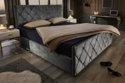 Design Boxbett ELYSIUM 180x200cm dunkelgrau Samt mit Stauraum und Lattenrost