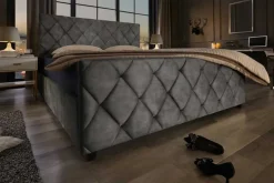 Design Boxbett ELYSIUM 180x200cm dunkelgrau Samt mit Stauraum und Lattenrost