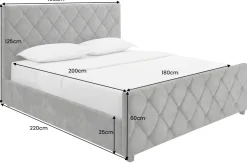 Design Boxbett ELYSIUM 180x200cm dunkelgrau Samt mit Stauraum und Lattenrost