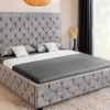 Design Boxbett PARIS 180x200 cm grau Bouclé Chesterfield