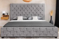 Design Boxbett PARIS 180x200 cm grau Bouclé Chesterfield