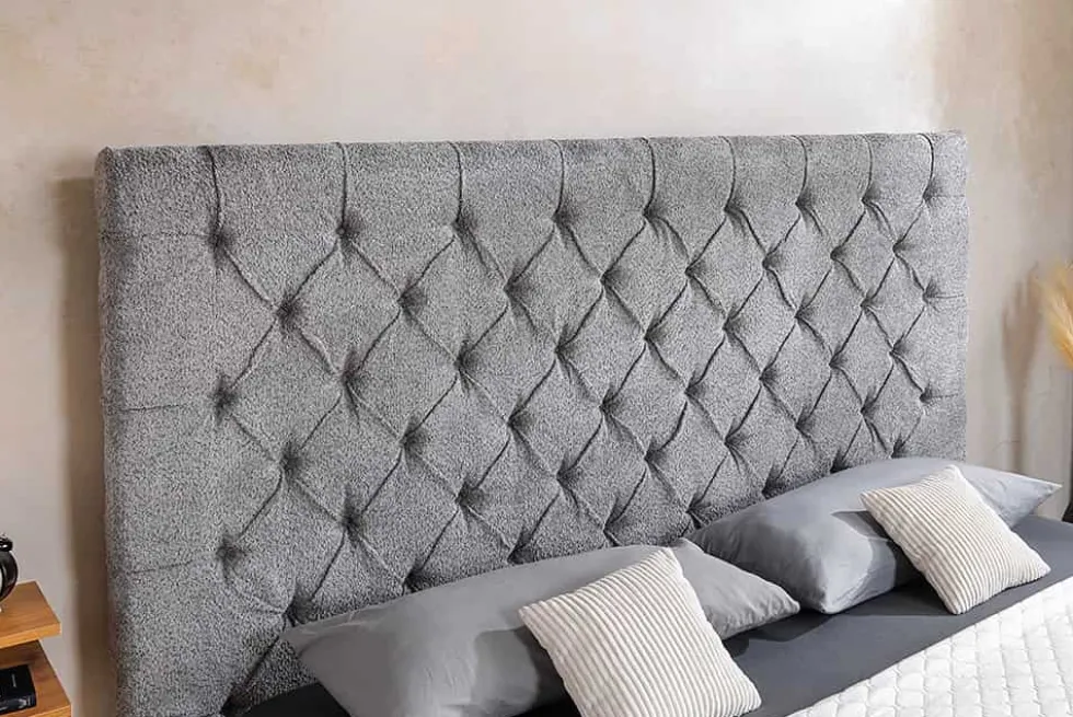 Design Boxbett PARIS 180x200 cm grau Bouclé Chesterfield