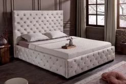 Design Boxbett PARIS 160x200cm champagner beige Samt mit Stauraum und Lattenrost