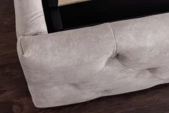 Design Boxbett PARIS 160x200cm champagner beige Samt mit Stauraum und Lattenrost