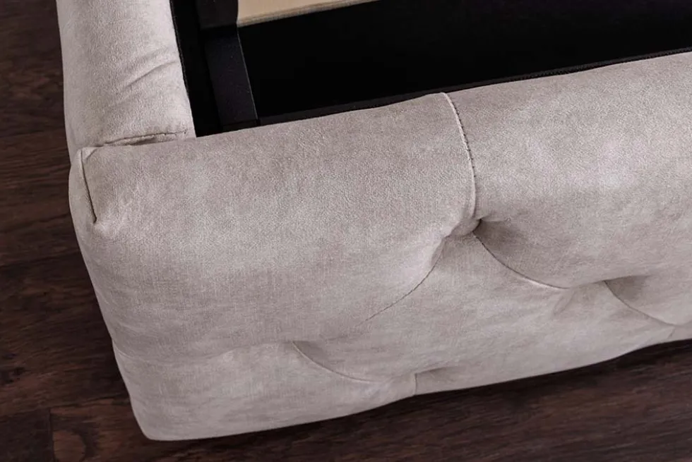 Design Boxbett PARIS 160x200cm champagner beige Samt mit Stauraum und Lattenrost