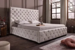 Design Boxbett PARIS 160x200cm champagner beige Samt mit Stauraum und Lattenrost