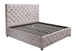 Design Boxbett PARIS 160x200cm champagner beige Samt mit Stauraum und Lattenrost