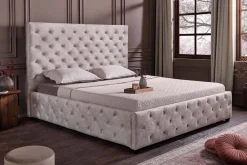Design Boxbett PARIS 160x200cm champagner beige Samt mit Stauraum und Lattenrost