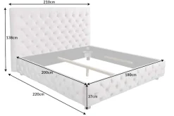 Design Boxbett PARIS 180x200cm beige Leinen Chesterfield Doppelbett