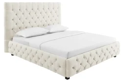 Design Boxbett PARIS 180x200cm beige Leinen Chesterfield Doppelbett