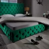 Design Boxbett PARIS 180x200cm dunkelgrün Samt Chesterfield Doppelbett
