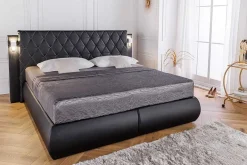 Design Boxspringbett PALAZZO 180x200cm schwarz inkl. Stauraum Matratze Topper