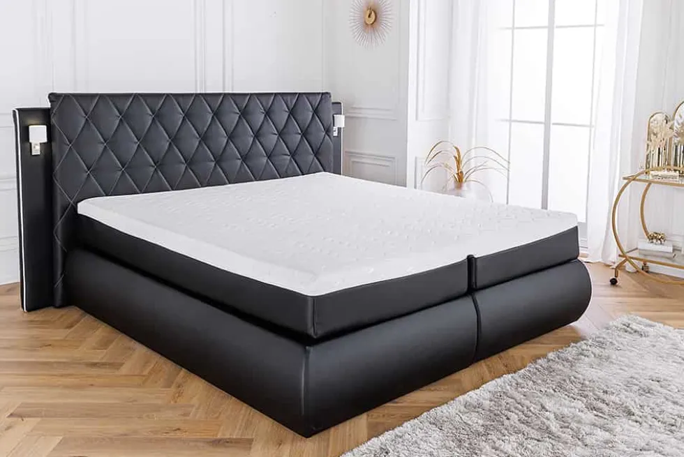 Design Boxspringbett PALAZZO 180x200cm schwarz inkl. Stauraum Matratze Topper