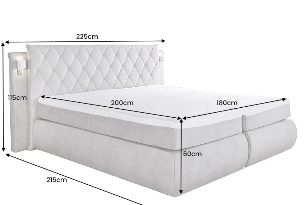 Design Boxspringbett PALAZZO 180x200cm schwarz inkl. Stauraum Matratze Topper
