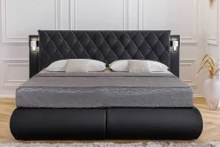 Design Boxspringbett PALAZZO 180x200cm schwarz inkl. Stauraum Matratze Topper