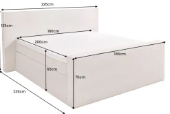 Design Boxspringbett SIGNUM 180x200cm beige Cord inkl. Topper Matratze und Stauraum
