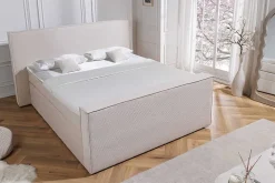 Design Boxspringbett SIGNUM 180x200cm beige Cord inkl. Topper Matratze und Stauraum