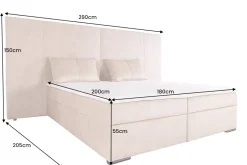 Design Boxspringbett SUITE HOTELBETT 180x200cm silber grau Samt inkl. Stauraum Topper
