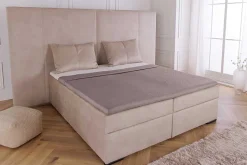 Design Boxspringbett SUITE HOTELBETT 180x200cm beige Samt inkl. Stauraum Topper