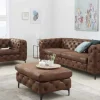 Design Chesterfield Sessel MODERN BAROCK 120cm antik braun Microfaser mit Federkern