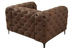 Design Chesterfield Sessel MODERN BAROCK 120cm antik braun Microfaser mit Federkern