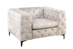 Design Chesterfield Sessel MODERN BAROCK 120cm champagner beige Samt Federkern