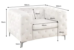 Design Chesterfield Sessel MODERN BAROCK 120cm champagner beige Samt Federkern