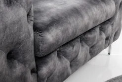 Design Chesterfield Sessel MODERN BAROCK 120cm dunkelgrau Samt