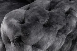 Design Chesterfield Sessel MODERN BAROCK 120cm dunkelgrau Samt