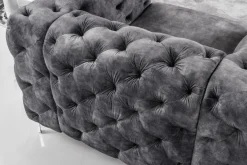 Design Chesterfield Sessel MODERN BAROCK 120cm dunkelgrau Samt