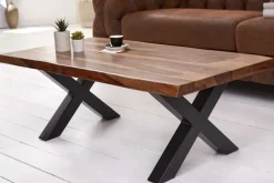 Design Couchtisch AMAZONAS 110cm braun Sheesham Massivholz Baumkante