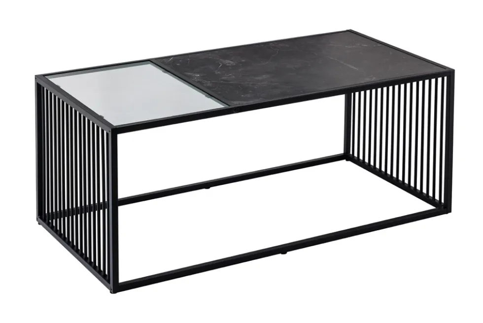 Design Couchtisch ARCHITECTURE 100cm graphit Rauchglas Metall