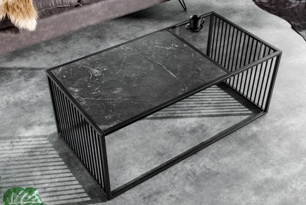 Design Couchtisch ARCHITECTURE 100cm graphit Rauchglas Metall
