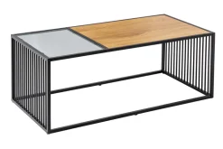 Design Couchtisch ARCHITECTURE 100cm schwarz Wildeiche Rauchglas Metall Holz