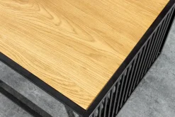 Design Couchtisch ARCHITECTURE 100cm schwarz Wildeiche Rauchglas Metall Holz