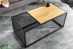 Design Couchtisch ARCHITECTURE 100cm schwarz Wildeiche Rauchglas Metall Holz