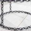 Design Couchtisch CHAINS 65cm silber handmade Metall rund Glasplatte Kettengestell