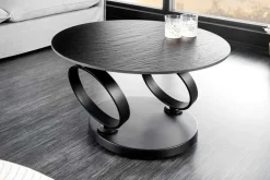 Design Couchtisch DANCING RINGS schwarz grau rund drehbar Keramik Metall